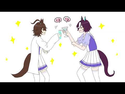 タキオンとギムレットのスタイリッシュいちまんじゃく【手描きウマ娘】
