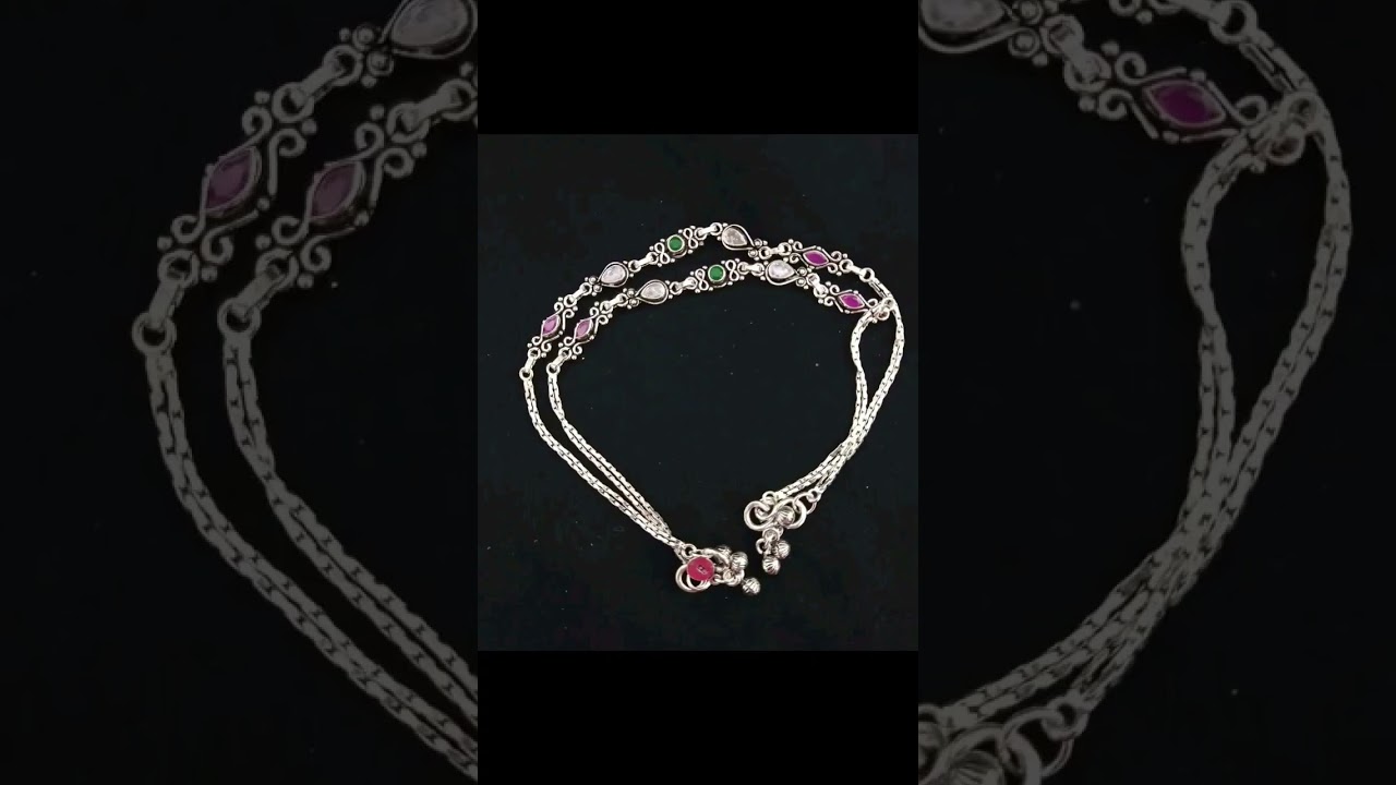 Silver kundan payal designs | Kundan anklets in silver 