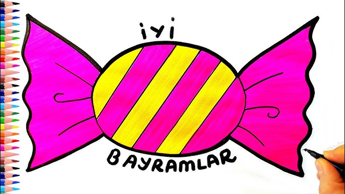 Şeker Çizimi  Şeker Bayramı Resmi Çizimi - Bayram Resmi Çizimi - Drawing  Candy How To Draw a Candy