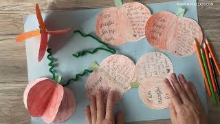 Thanksgiving 3D Pumpkin Writing Craft | Fall or Autumn Activity | Halloween Bulletin Board Ideas