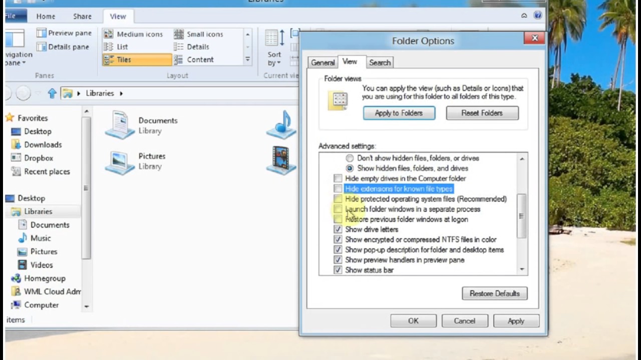 Change Search And Folder Options In Windows 8