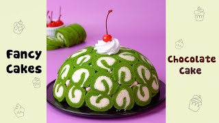 Green Roll Cake Decorating Idea #shorts#yumupcakes