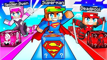 Playing a SUPERHERO LUCKY BLOCK STAIRCASE RACE In Minecraft!