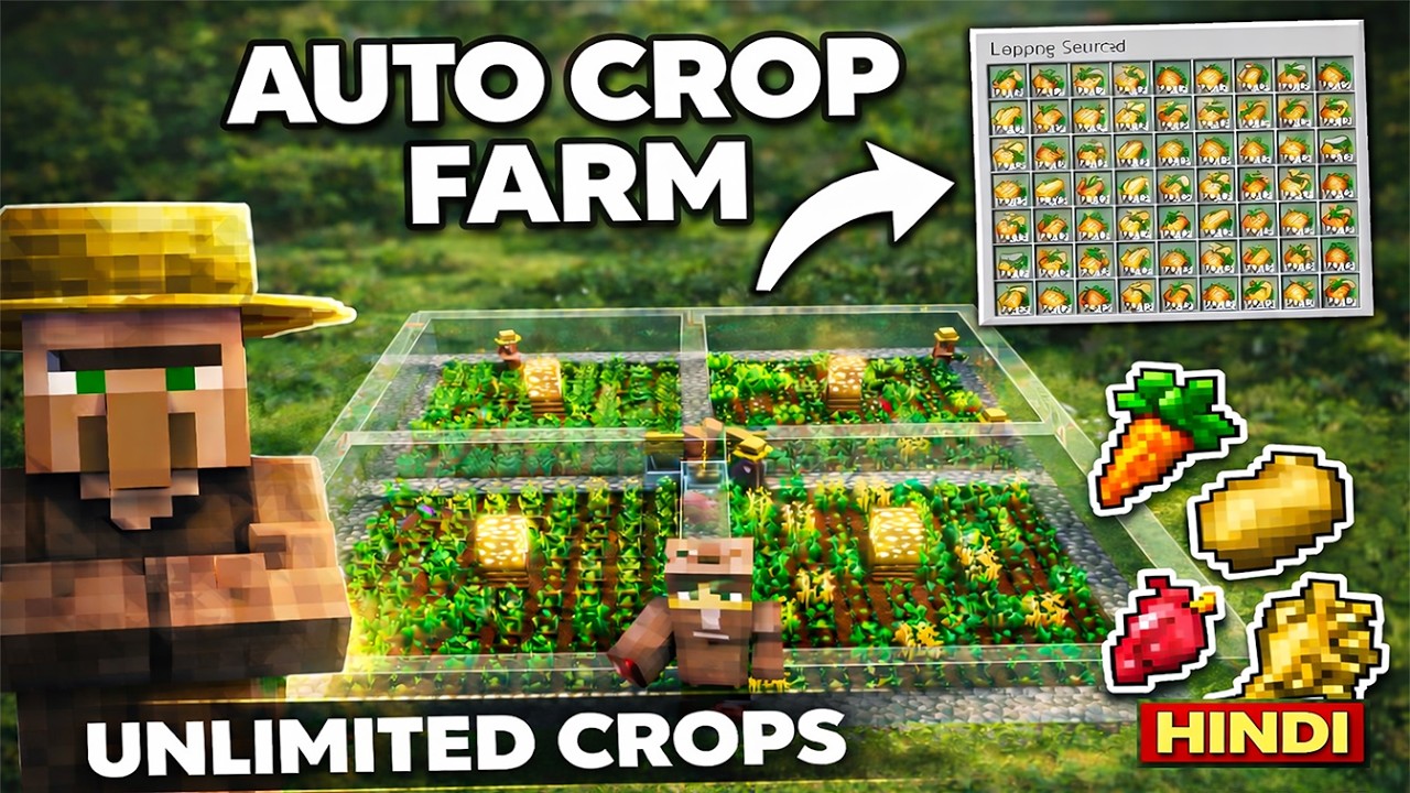 Minecraft Java Automatic Crop Farm Tutorial 2026🌾 | Survival Hindi # ...
