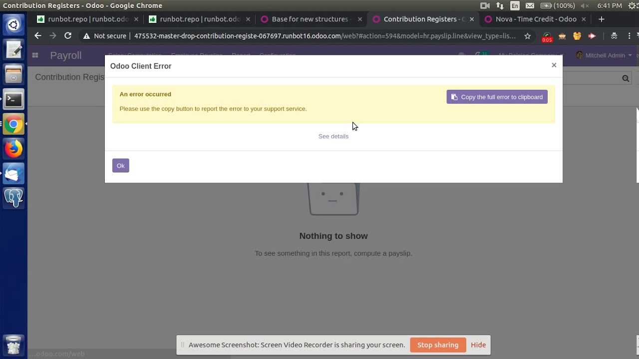 Traceback when add filter