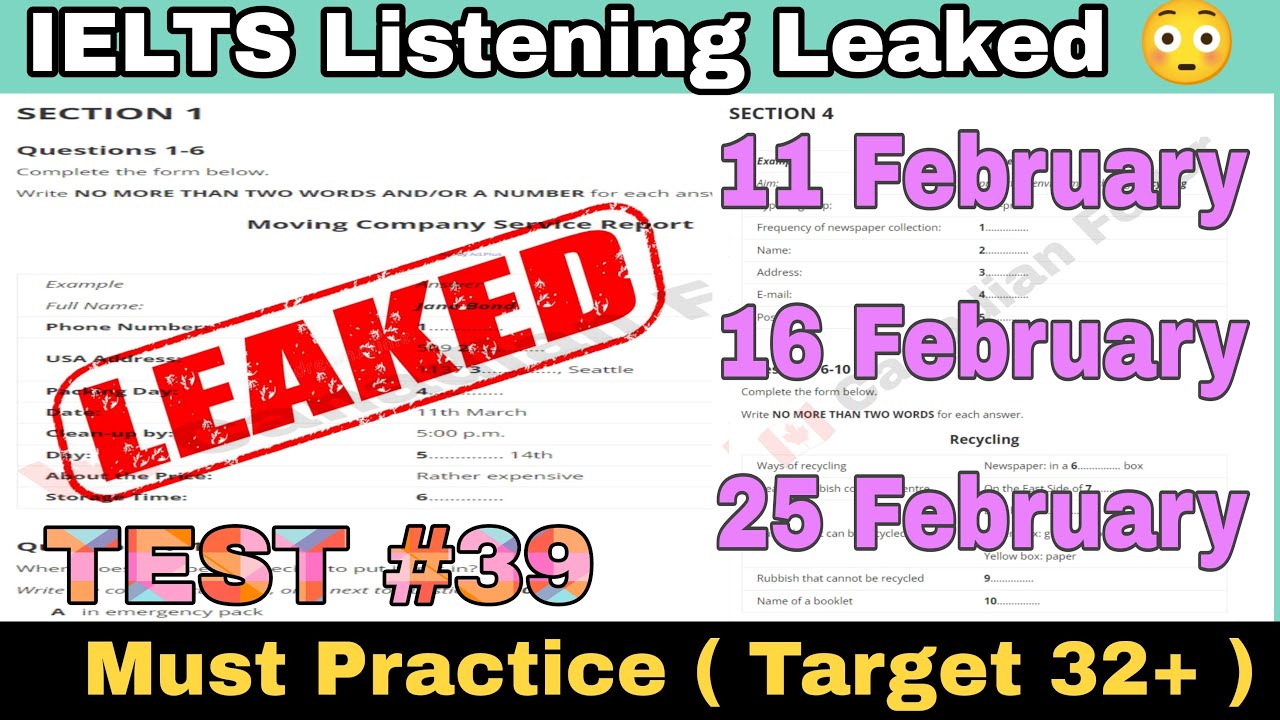 Real Exam Listening Test Leaked 😱 | 25 feb , 16 feb & 11 Feb | Try to achieve 7+ Band 