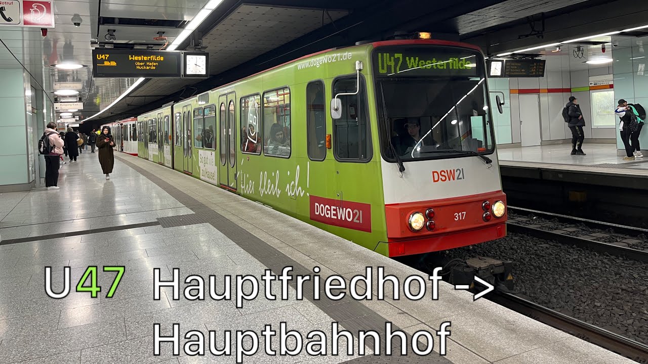 Die Mitfahrt mit der U47 vom Hauptfriedhof bis zum Hauptbahnhof 