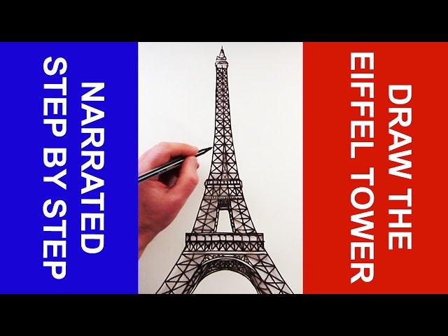 How to draw the Eiffel Tower, Paris - YouTube