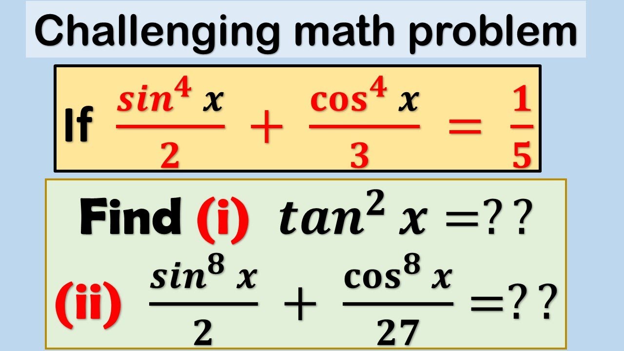 Challanging math problem || trignometric based question - YouTube