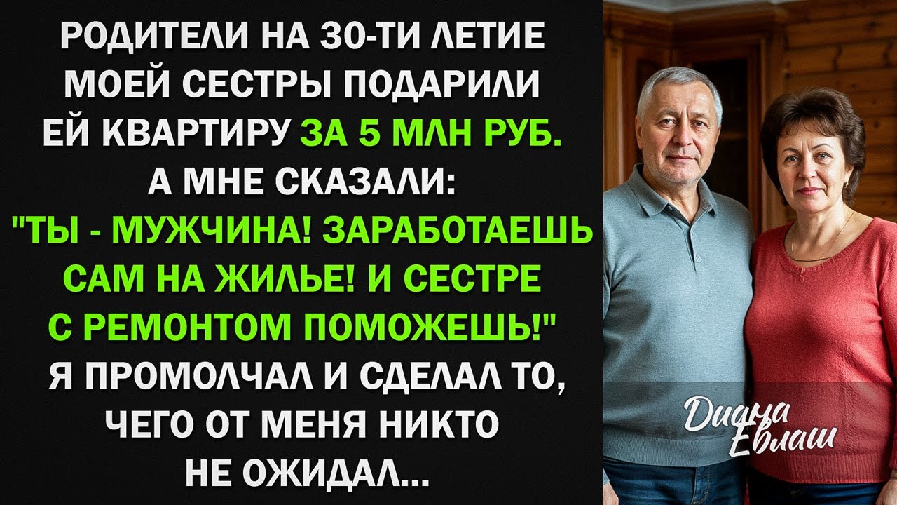 Родители на 30-ти летие моей сестры подарили ей квартиру за 5 млн руб. Я промолчал и сделал то...