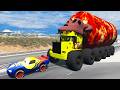 Giant LAVA TANKER Mack Truck Eater VS Cars Lightning McQueen Escape Monster Beamng Drive #5