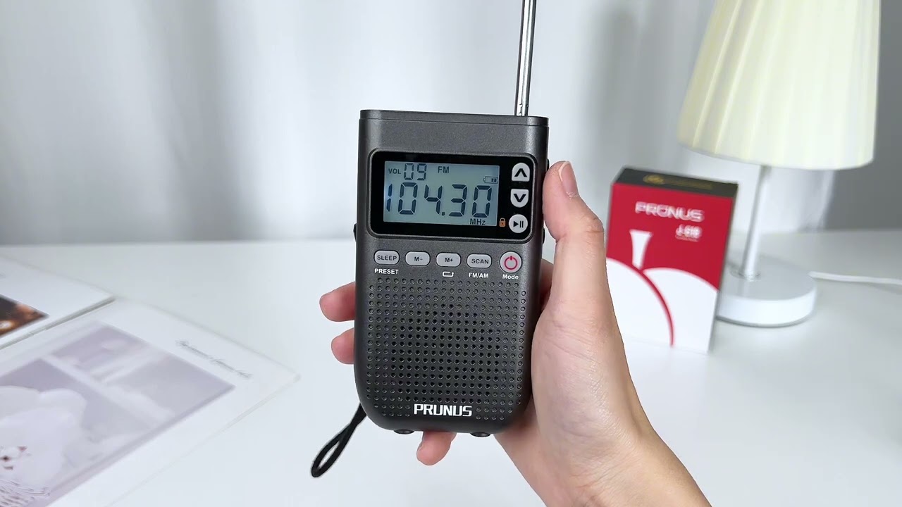 PRUNUS J-01 Radio Portable 20Heure, FM/AM(MW)/SW/WMA Poste Radio Transistor DSP avec Batterie Rechargeable et Remplaçable de 2200mAh, Gros Boutons et Grands Cadrans Noir Blanc