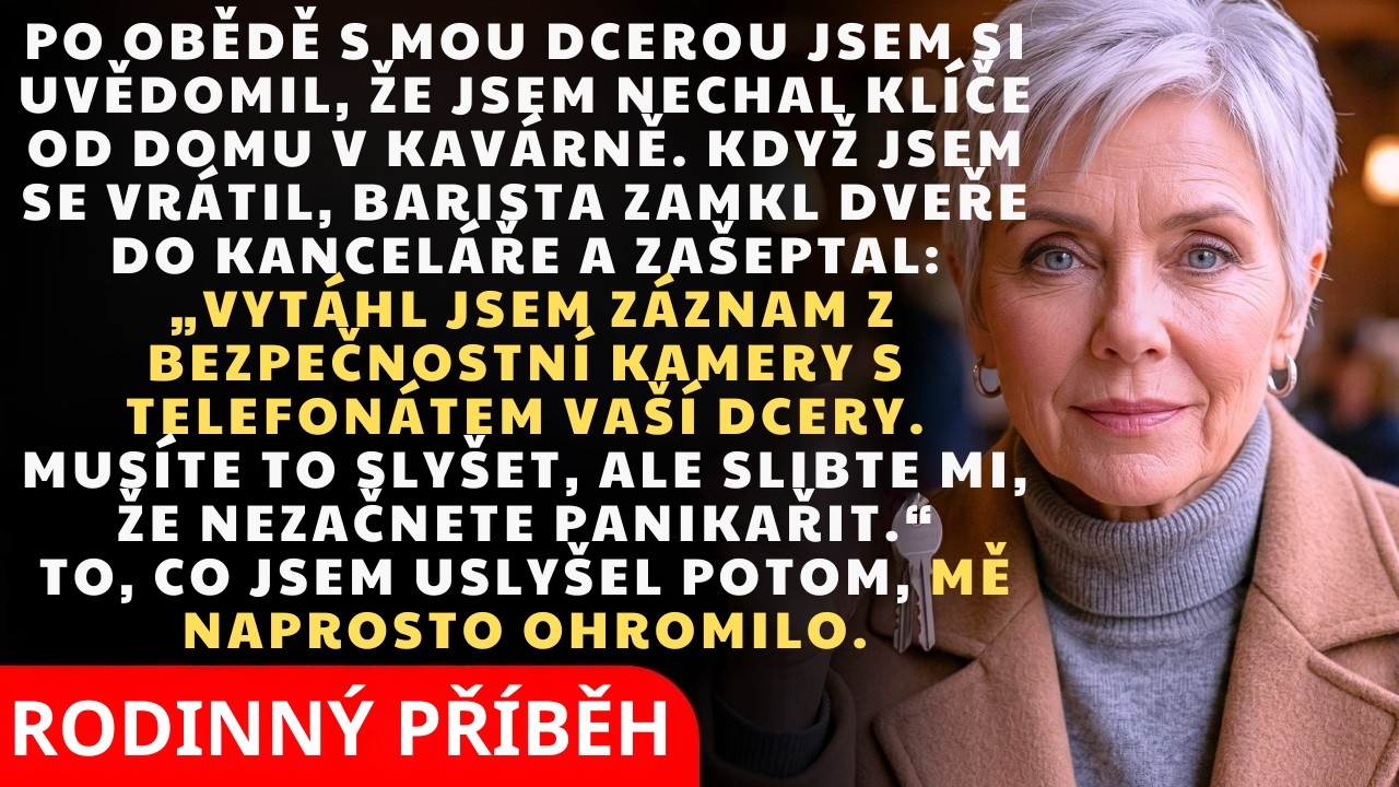 Když jsem si šla pro zapomenuté klíče do kavárny, baristka mě zatáhla do rohu a pustila mi záznam z bezpečnostní kamery. Na obrazovce seděla moje dcera u našeho obvyklého stolu a do telefonu...