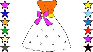 Girls Dresses Drawing and Coloring for Kids How to draw a wonderful dress