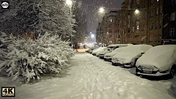 Heavy Snowfall in Helsinki Finland! Night Walk in Kallio District - Winter Wonderland (5 Jan 2022)