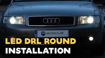 Led DRL round installation video Daytime Running Light (Audi A4 B6)