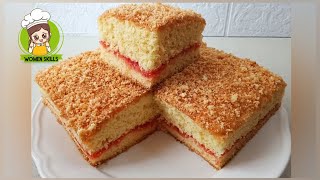 كيک مربا دار ll پختن كيك ساده اسفنجي با مربا ll Sponge cake reciepe with  jam ll 