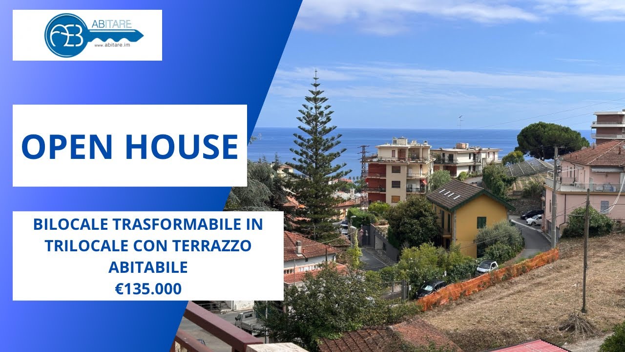 Appartamento con terrazzo vista mare a Sanremo | Bilocale trasformabile in trilocale – 135.000 €