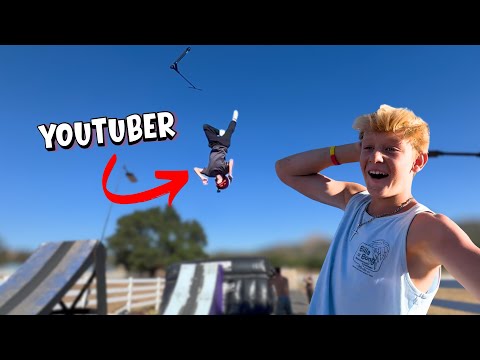 Famous YouTubers try to back flip a my house! *did not go well*