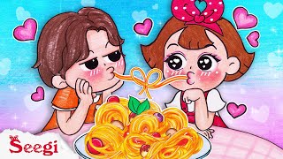 Uh-oh Seegi And Spaghetti Valentine Day | Relatable Girls Love Stories | Stop Motion Paper