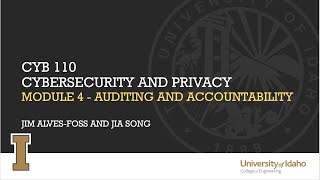 CYB 110 Fall 2021 Module 04 Auditing and Accountability