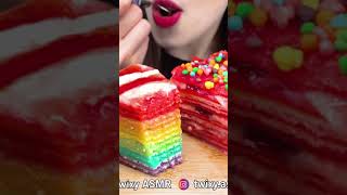 ASMR RAINBOW CAKE *CREPE CAKE 크레이프 케이크 먹방 EATING SOUNDS #shorts