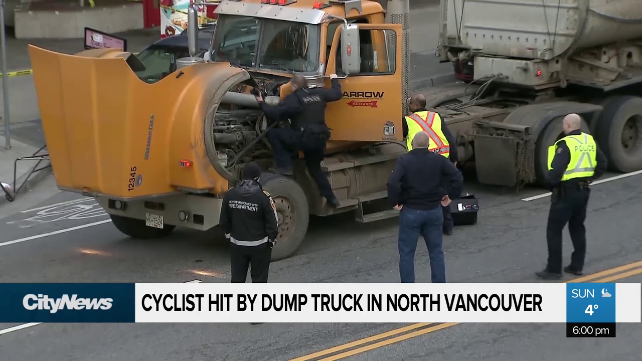 Cyclist hit by dump truck in North Vancouver YouTube