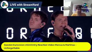 Sweden Eurovision 2024 Entry Reaction Video Marcus & Martinus   Unforgettable