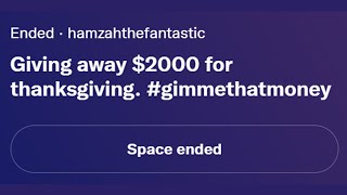 HamzahTheFantastic Gives Away $2000 for Thanksgiving on Twitter