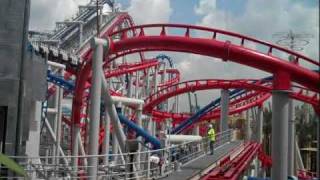 Testing of Red Line of the Battlestar Galactica™ dueling coasters at Universal Studios Singapore