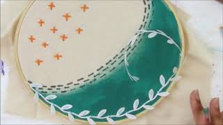 Using the Checiegirl Mixed Media Subscription Box June themed Fun with Fibres Embroidery Hoop Art P1