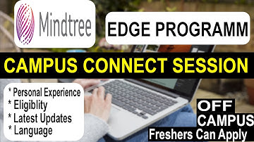 Mindtree Edge Program Update || Campus Connect Session Timing || BCA/B.sc Fresher Job || Free M.Tech