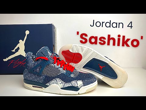 Jordan 4 'Sashiko' Deep Ocean Blue - Review + On Foot - YouTube