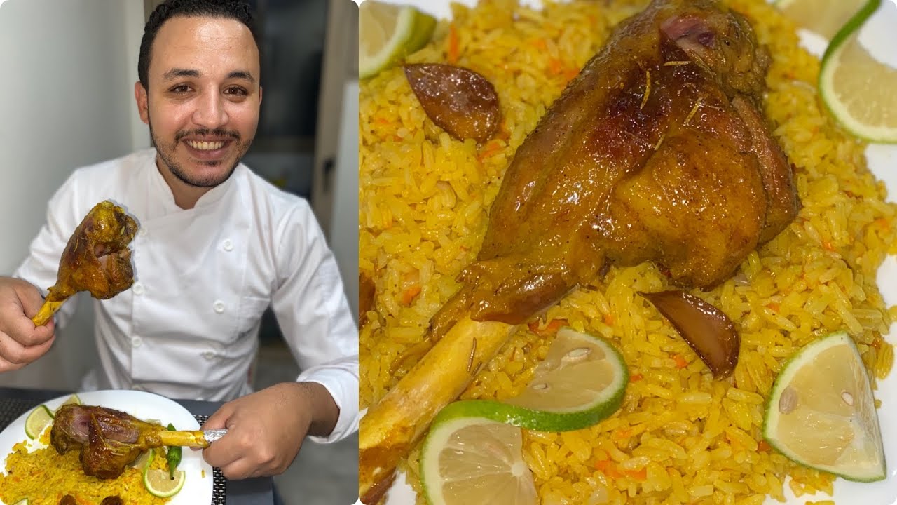 لحم مشوي في الفرن مع أرز👌طبق غداء أو عشاء 😋 متشبعوش منو