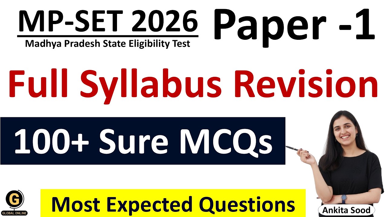 Top 100+ Sure MCQs for Paper 1 MPSET 2026 | Madhya Pradesh SET Full Syllabus Revision