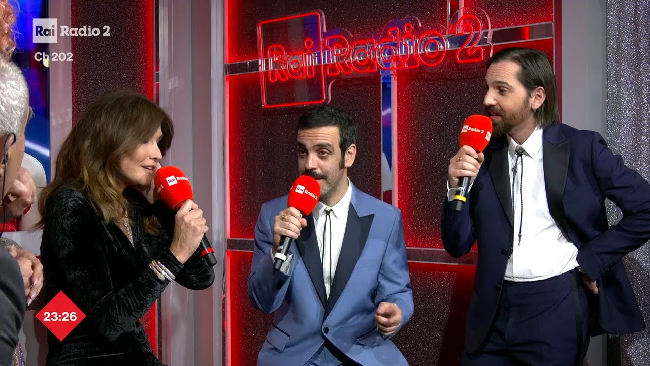 Intervista a Colapesce, Dimartino e Carla Bruni - Radio2 a Sanremo 10/02/2023