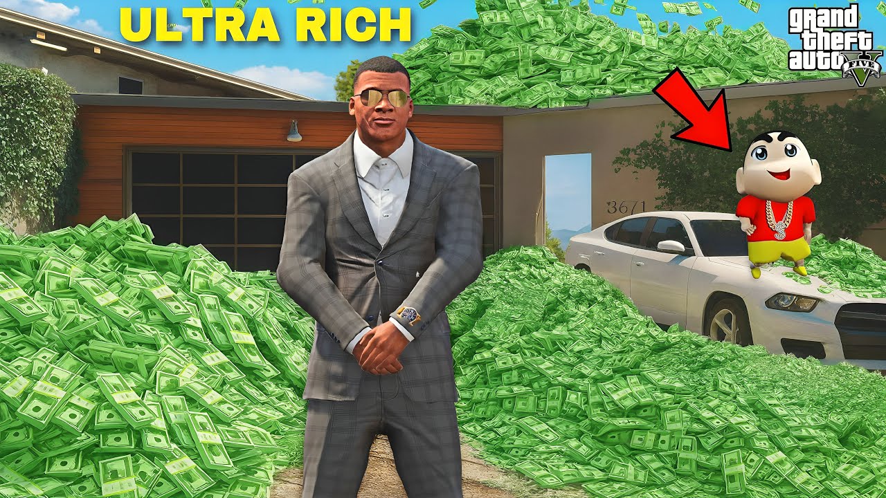 GTA V : Franklin & Shinchan Found a HOUSE Full of MONEY in GTA 5 ! in Telugu
