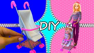 DIY Barbie Hacks:Baby Stroller / Как сделать коляску для Барби своими руками из БЮДЖЕТНЫХ МАТЕРИАЛОВ