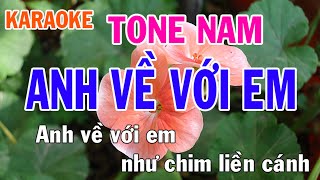 Anh Về Với Em Karaoke Tone Nam Nhạc Sống - Phối Mới Dễ Hát - Nhật Nguyễn