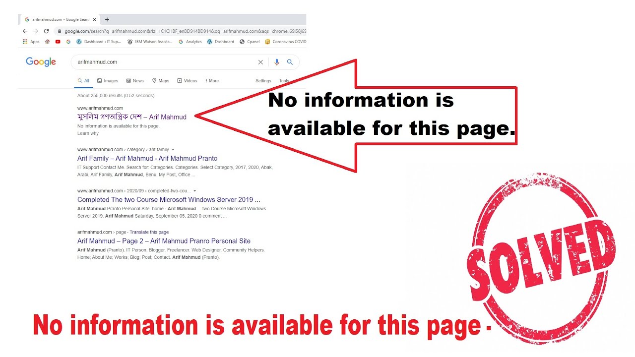 HOW TO No information is available for this page problem solved. YouTube