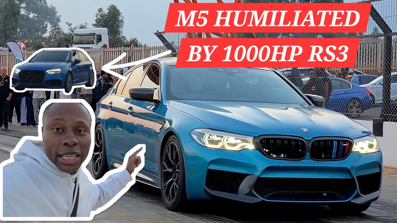 BMW M5 F90 HUMILIATED By A 1000HP Audi RS3!|| Traction Off SA drag racing event|| Cars924
