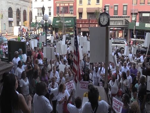 HHA Tenants march to Hoboken City Hall in support of Exec. Director Carmelo Garcia