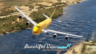 beautiful view of the plane when landing at the airport eps 0298