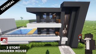 Minecraft Tutorial | 3 Story Modern House with Swimming Pool (ID/ENG)