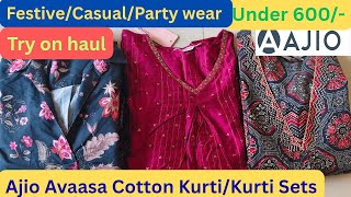 Ajio Avaasa kurti/kurti set haul💕Ajio kurti haul💕Partywear kurta/kurta set haul