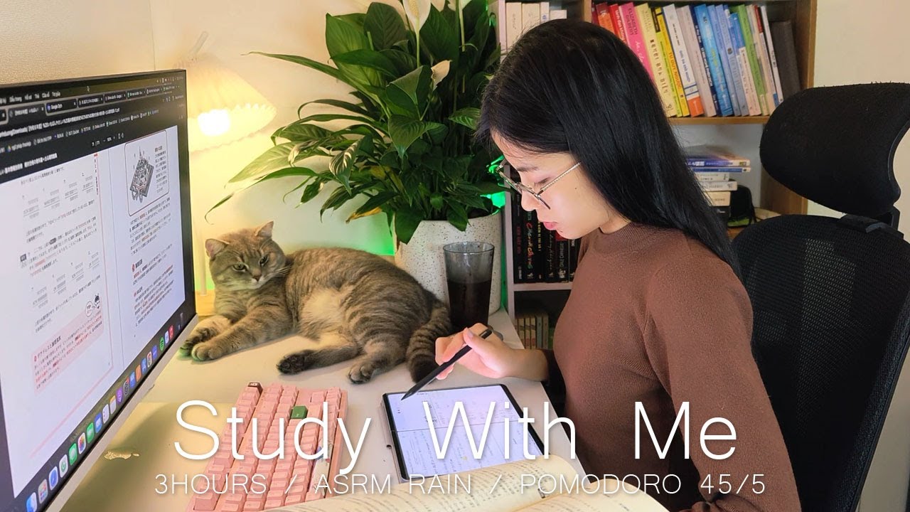 Study With Me 45/5 | Deep Focus Session with Gentle ASMR Rain Sounds