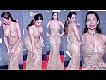 48 Years Malaika Arora Hot And Sexy In Sheer Golden Gown At Miss India 2022 Red Carpet