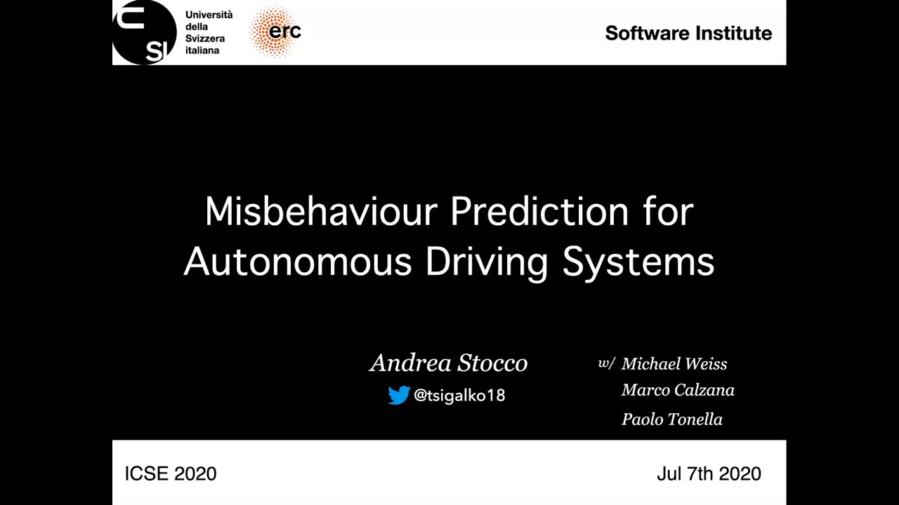 Misbehaviour Prediction for Autonomous Driving Systems - YouTube
