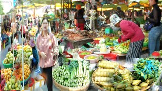 Cambodian Street Food at Local Market  Fresh Fish, Pork, Vegetable, Fruit & More #food #yummy