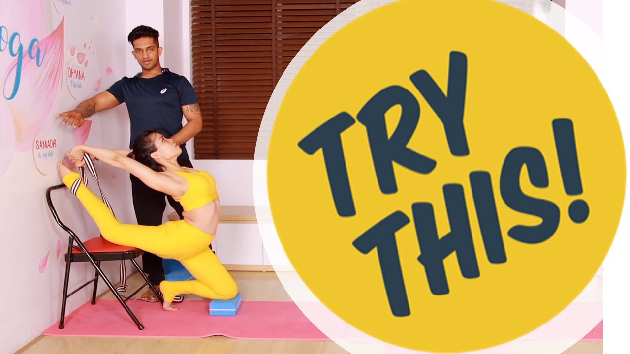 Advanced Backbend With Chair 🪑 | Eka Pada Raja Kapotasana by Yograja ...